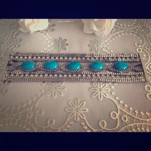Silver with blue stones bracelet